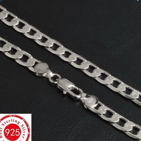 ✨ New Sterling 925 silver 22 inch sparkling 8 mm link chain ✨ - Picture 10 of 12